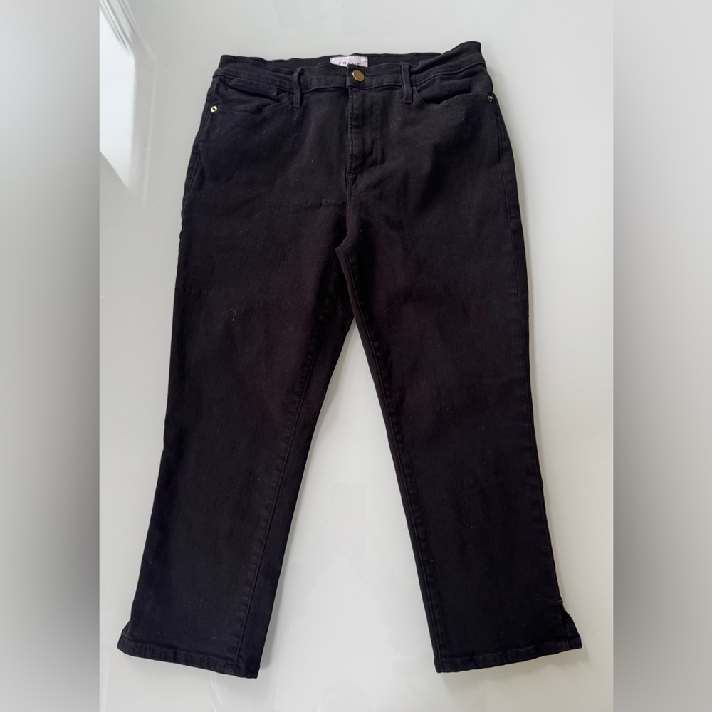 FRAME Black Cropped Straight Jeans – Size 30